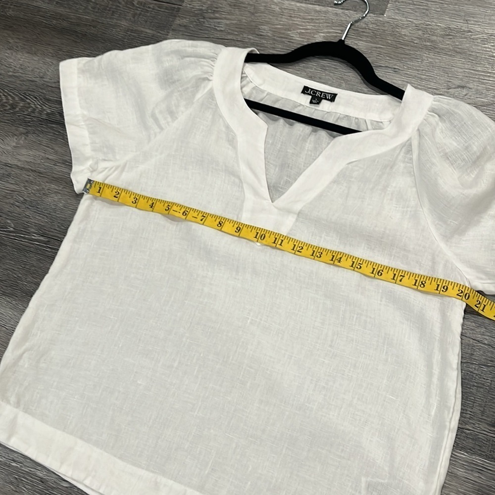 J. Crew ivory Relaxed linen Blouse b-neck with Short Sleeves - small - Picture 9 of 10